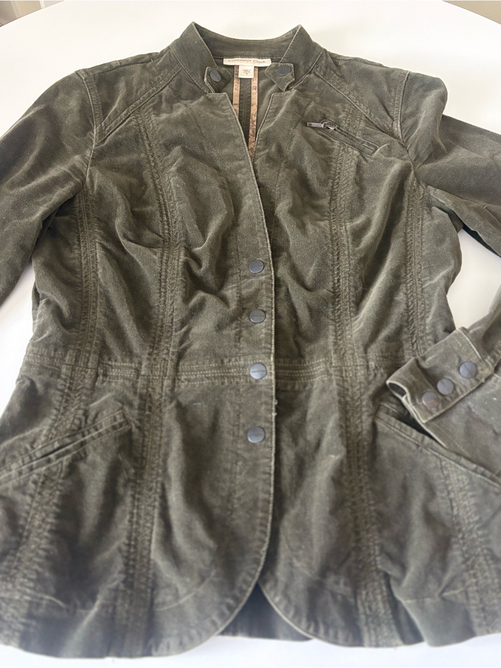 Coldwater Creek cotton forest Green Utility Jacket size 6